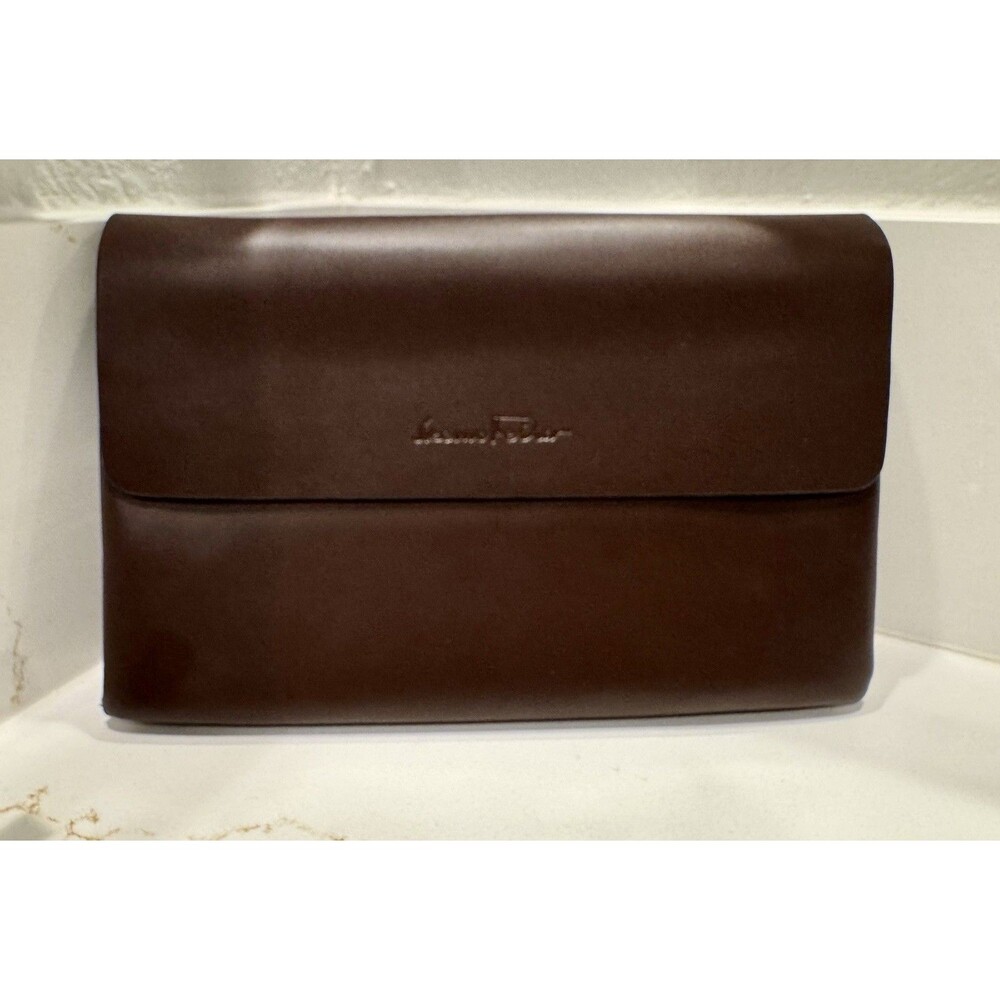 Genuine Leather Brown Clutch Purse - Elegant & Perfect for Travel